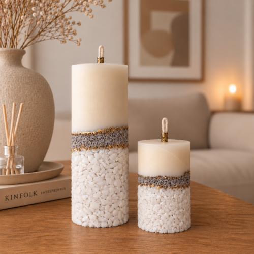 No 01 Strata Pillar soy wax pillar candle