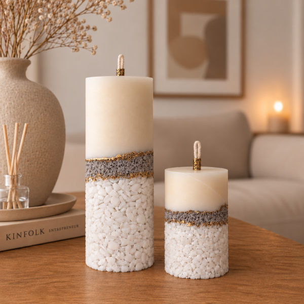 No 01 Strata Pillar soy wax pillar candle